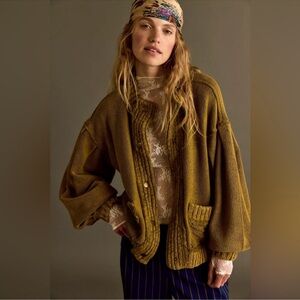 We The Free Olive Green Teddy Jacket